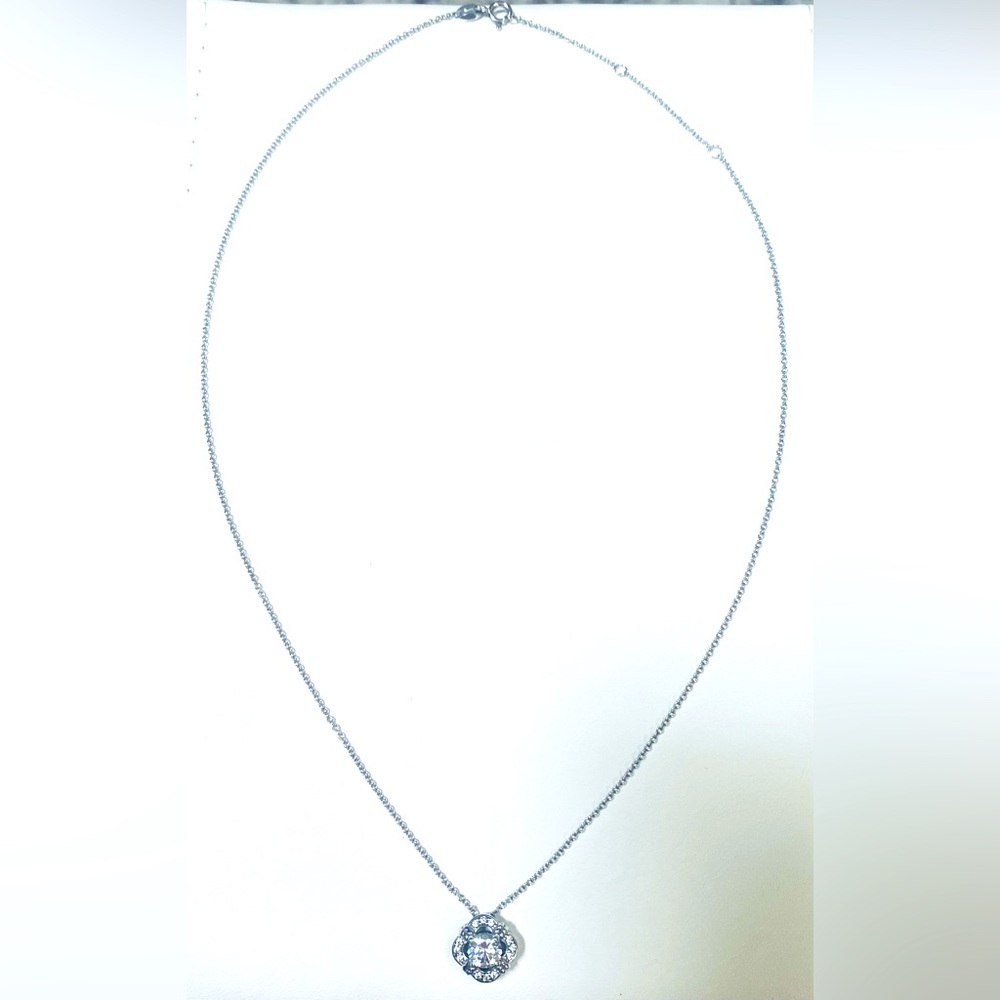 Sterling Silver Necklace with Beautiful Diamonique Pendant